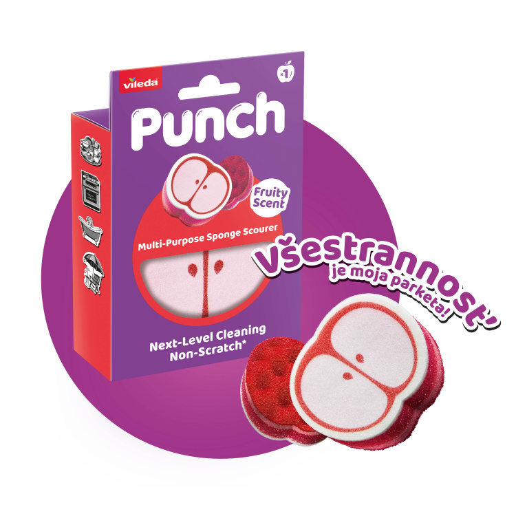 Vileda Punch houba na nádobí s vůní jablka, 1 kus