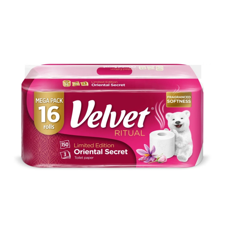 VELVET toaletní papír RITUAL S VŮNÍ 3vr./150 út./18,3 m 16 rolí