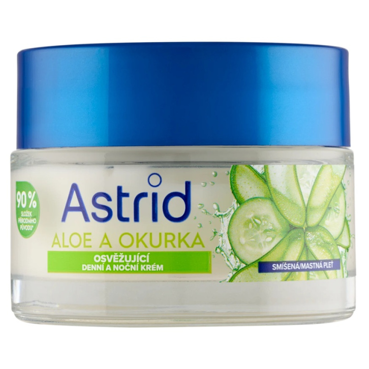 Astrid denní a noční krém pro smíšenou a mastnou pleť Aloe Vera a Okurka 50 ml