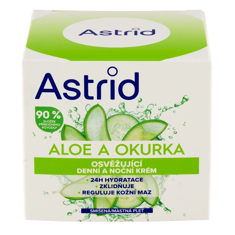 Astrid denní a noční krém pro smíšenou a mastnou pleť Aloe Vera a Okurka 50 ml