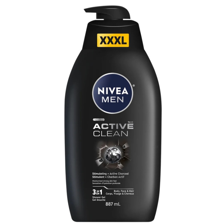 NIVEA MEN sprchový gel Active Clean 3 v 1, 887 ml