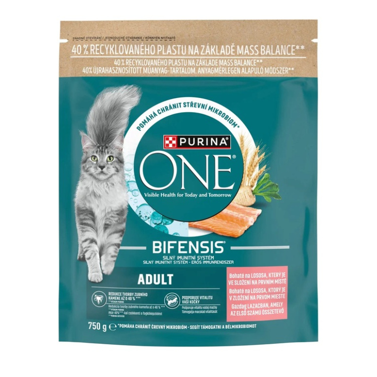 Purina ONE Bifensis Adult granule pro kočky s lososem, 750 g
