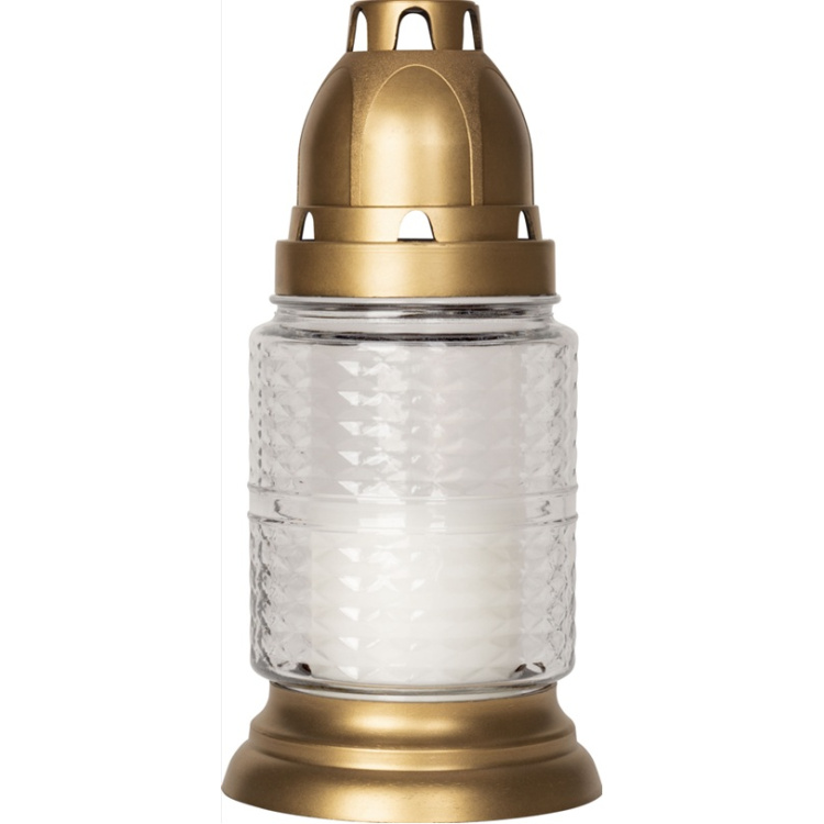 Bispol hřbitovní skleněná lampa elegantní, doba hoření 15 hodin 50 g, výška 16,5 cm