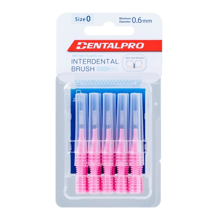 DentalPro mezizubní kartáček rovný 0,6 mm růžový, 10 kusů