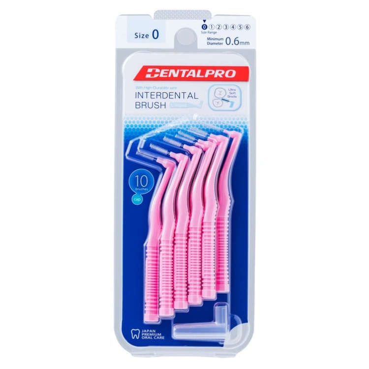 DentalPro mezizubní kartáček zahnutý 0,6 mm růžový, 10 kusů