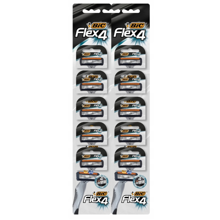 BIC Flex 4 pánské jednorázové holicí strojky, závesná karta 10 ks
