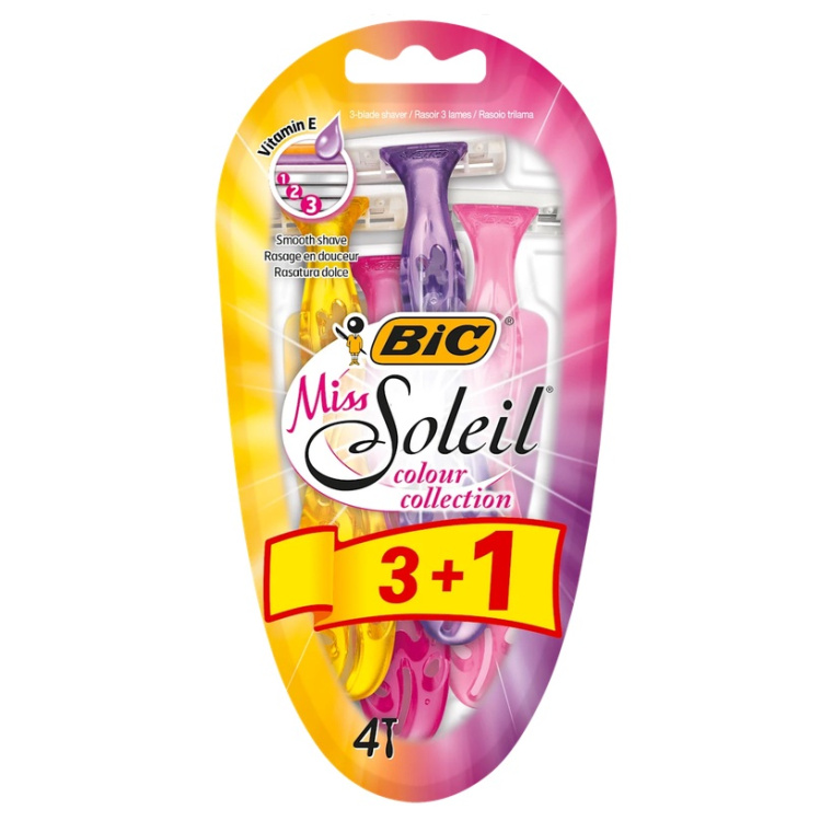 BIC Miss Soleil Color Collection, dámská jednorázová holítka, 4 ks