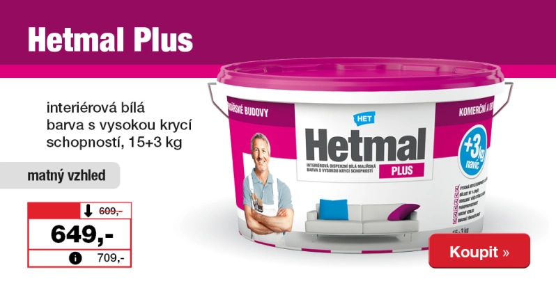 Hetmal Plus&nbsp;interiérová bílá barva.