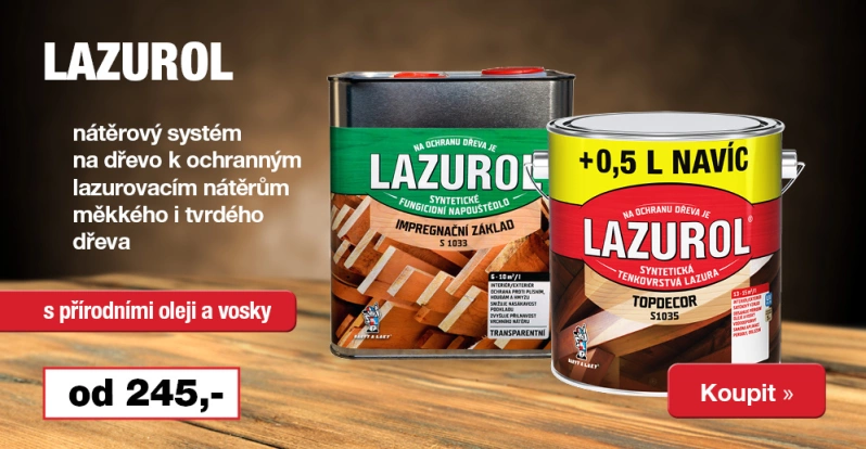 Lazurol&nbsp;nátěrový systém na dřevo.