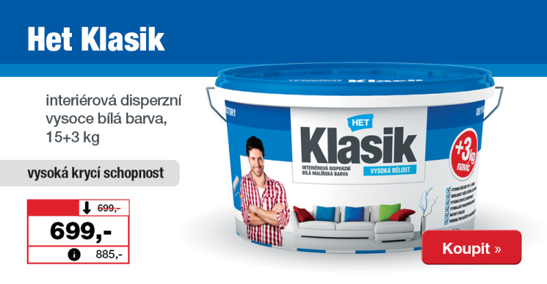 HET Klasik&nbsp;interiérová disperzní barva.