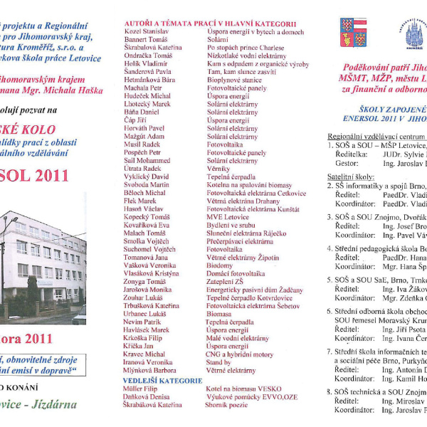 KRAJSKÉ KOLO  7. ročníku přehlídky prací z oblasti environmentálního vzdělávání ENERSOL 2011