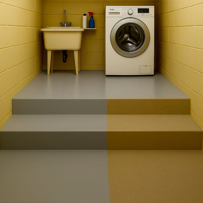 Betonová podlaha v&nbsp;technické místnosti musí jít snadno vytírat!